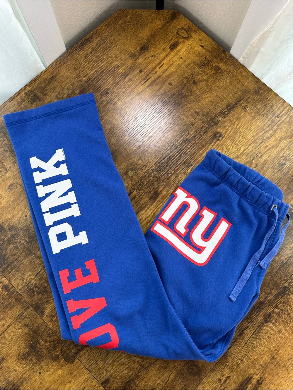 PINK Victoria's Secret NFL NY Football Giants Sweatpants, Blue Red White, Large